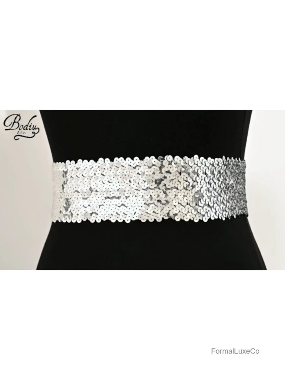 Stretch Wide Waist Belt Sequin Elastic Dress Belt Sparkly Waistband Cinch Belt